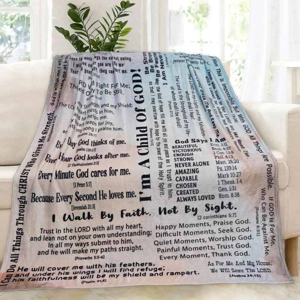 Christian Blanket Flannel 60x50 Faith Scripture Cozy Religious Gift